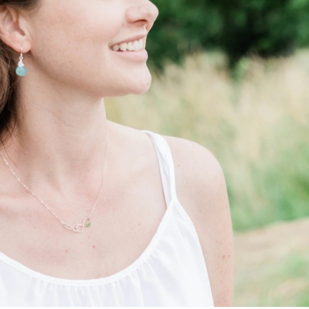 NWT Designs By Dawn Renee Hand Stamped Aquq Blue Chalcedony Earrings